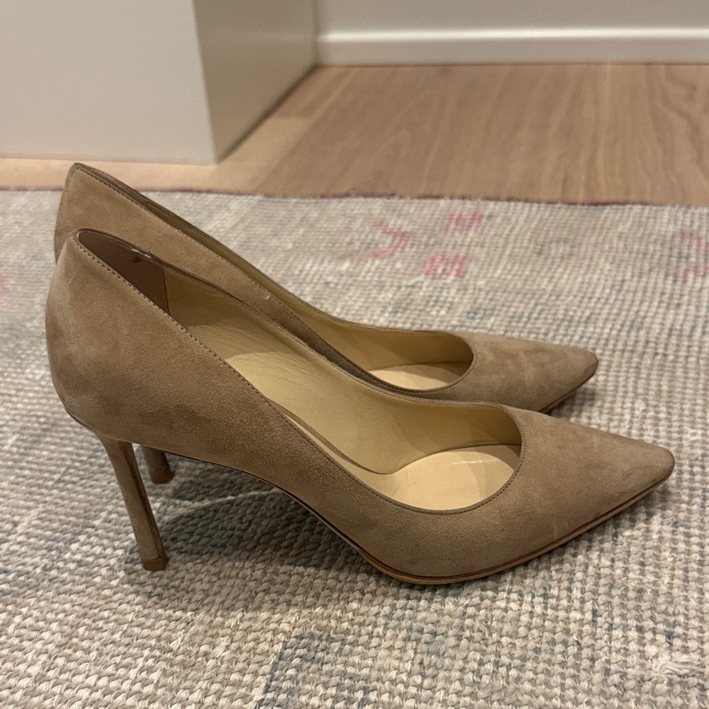 Jimmy Choo Tan Suede Pointed-Toe Heels - Picture 5 of 7
